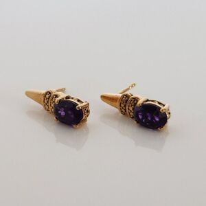 Amethyst Earrings 14K Gold Plated